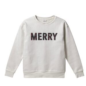 Grayson Threads “MERRY” White Sleepwear Top Holiday Sweatshirt Style Women M